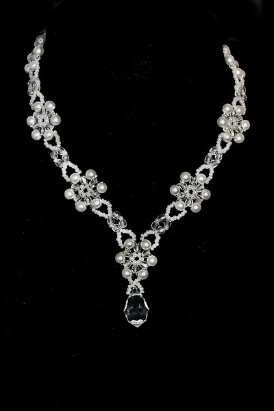 svatební bižuterie - bílý náhrdelník H810-80V