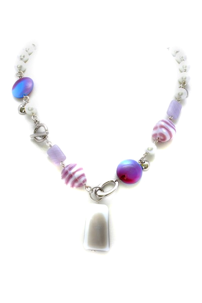 fialovo-šedý náhrdelník H95-105