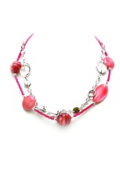 růžový náhrdelník H91-107