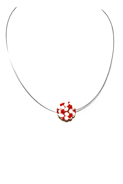 bílo-červený náhrdelník H9229-165