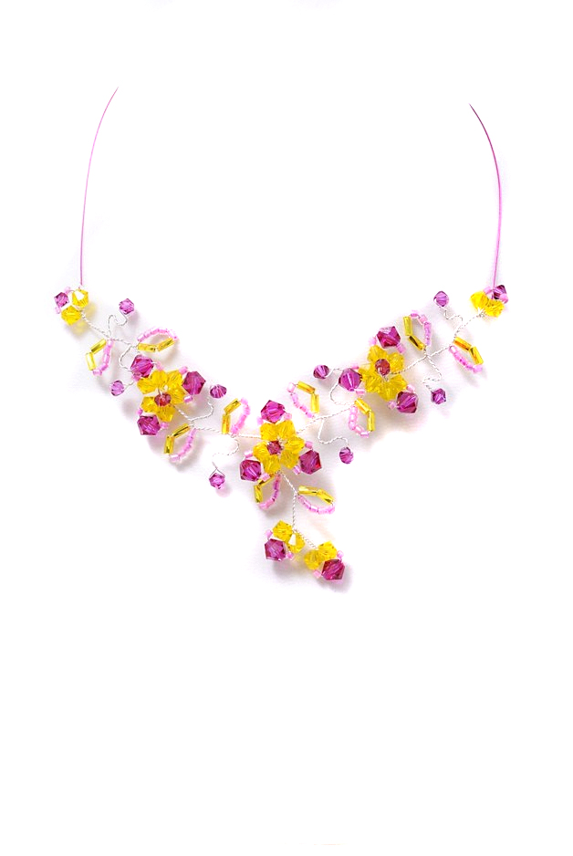 růžovo-žlutý náhrdelník H6123-107