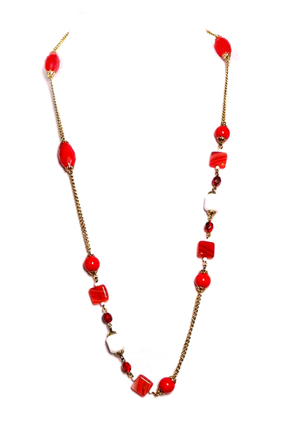 červený náhrdelník H39-29