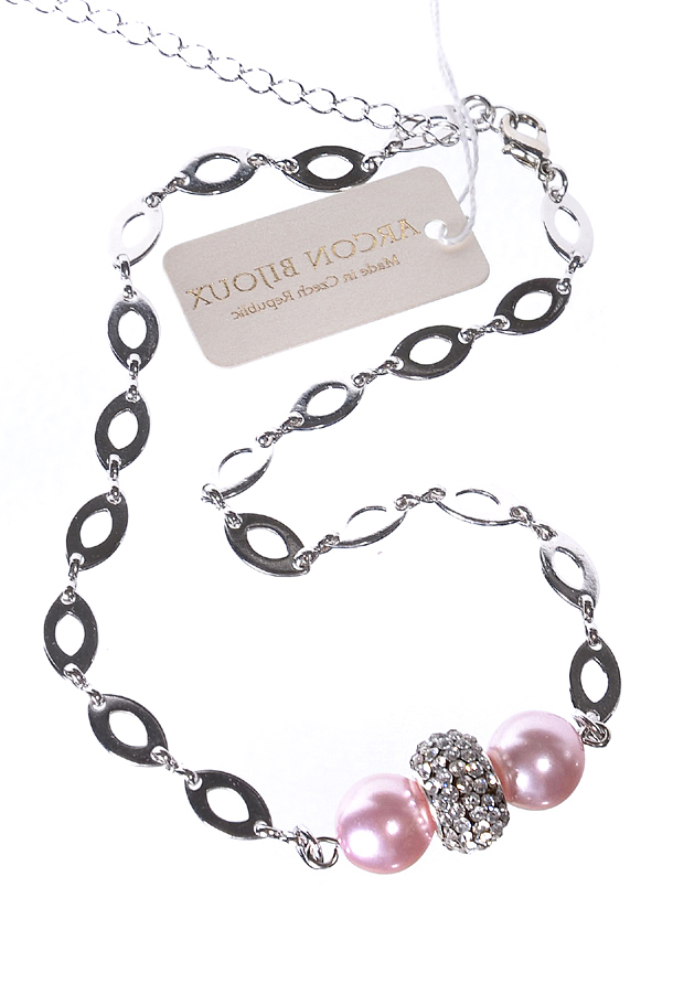 růžový náhrdelník s perlou H-PERPAN1