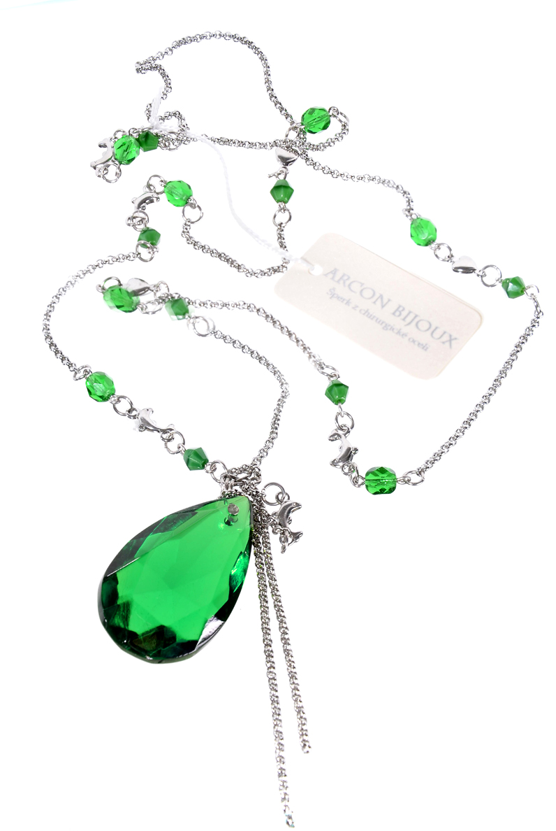 Chirurgická ocel - zelený náhrdelník