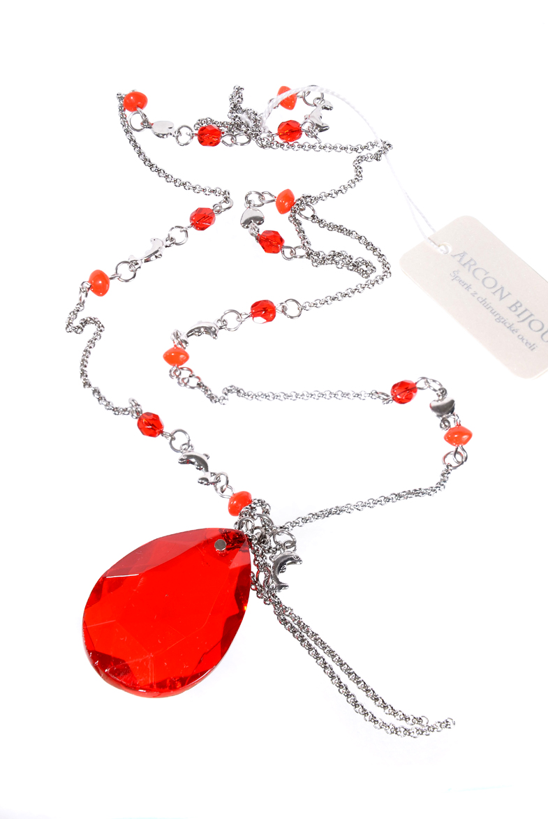  Chirurgická ocel - červený náhrdelník H99-207