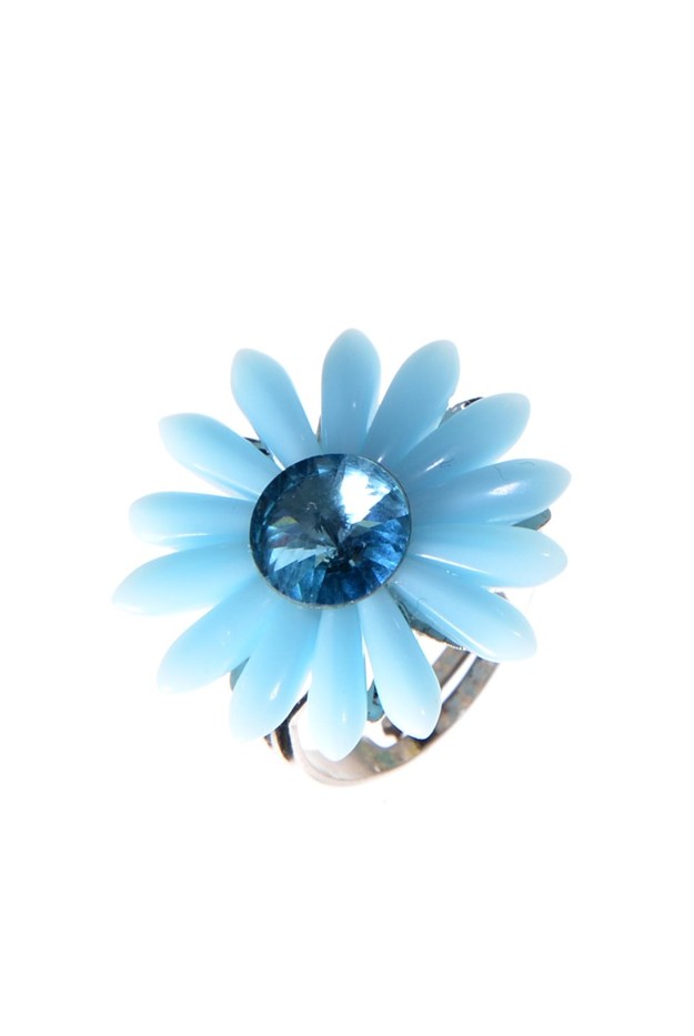 Modro tyrkysový prstýnek kytička R36-208