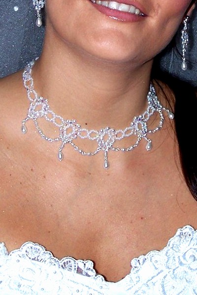 svatební bižuterie - bílý náhrdelník H610-12V