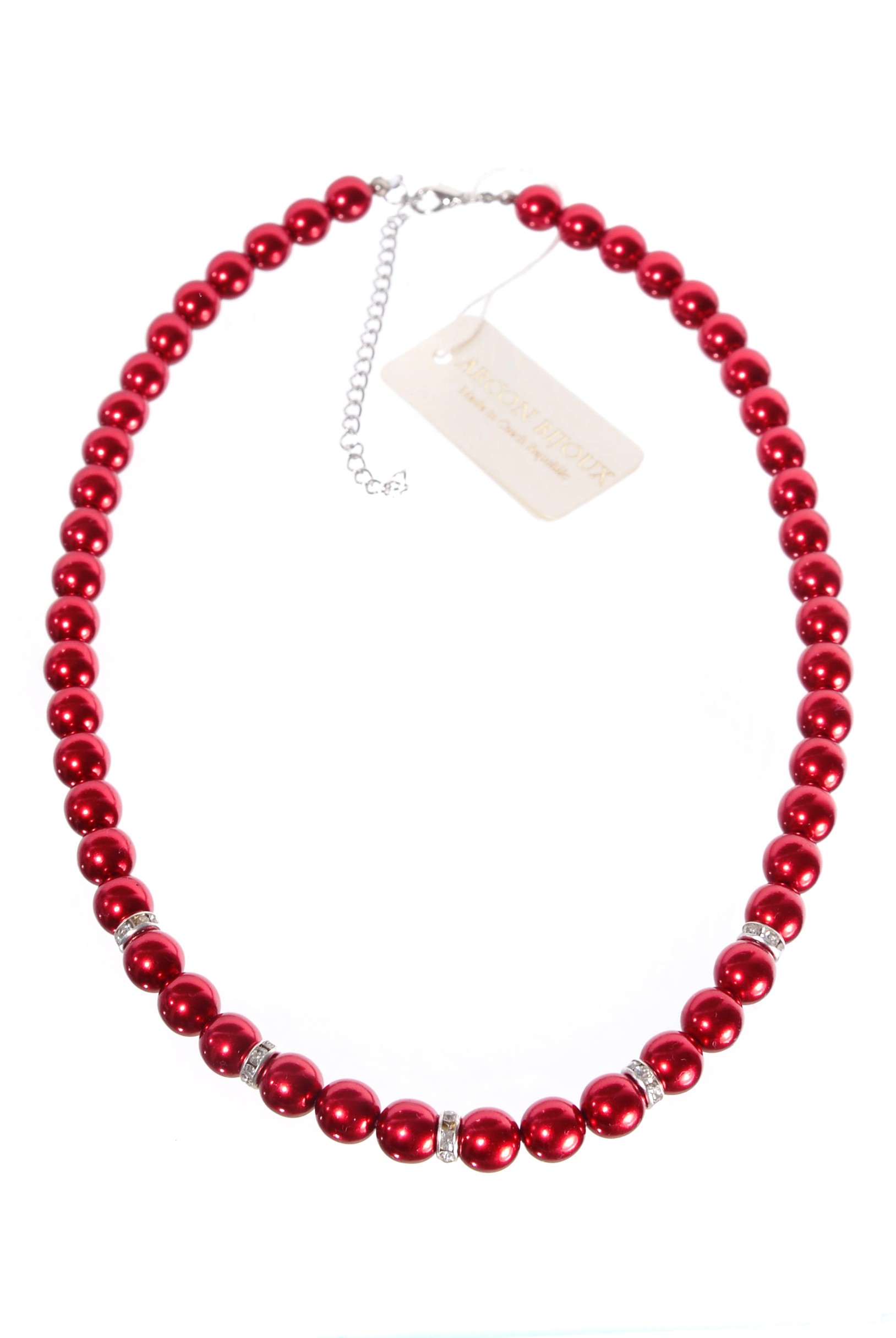 Červený náhrdelník z perliček H99-209