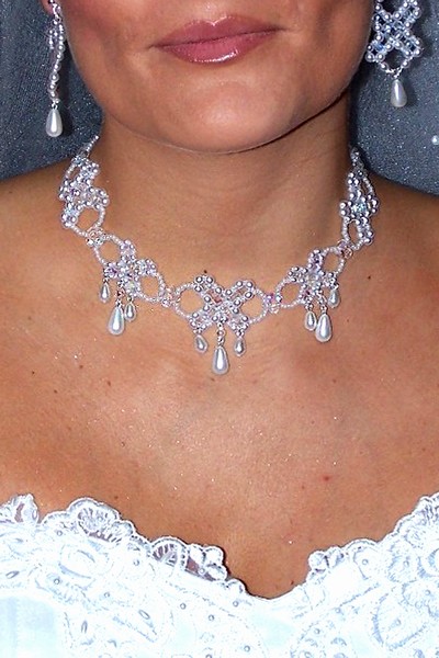 svatební bižuterie - bílý náhrdelník H610-1V