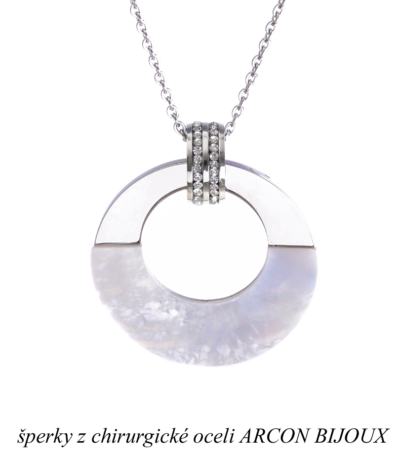 Šperk z chirurgické oceli s bílou perletí CHOH/99