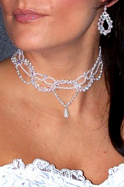 svatební bižuterie - bílý náhrdelník H410-5V