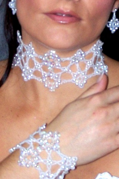svatební bižuterie - bílý náhrdelník H610-8V