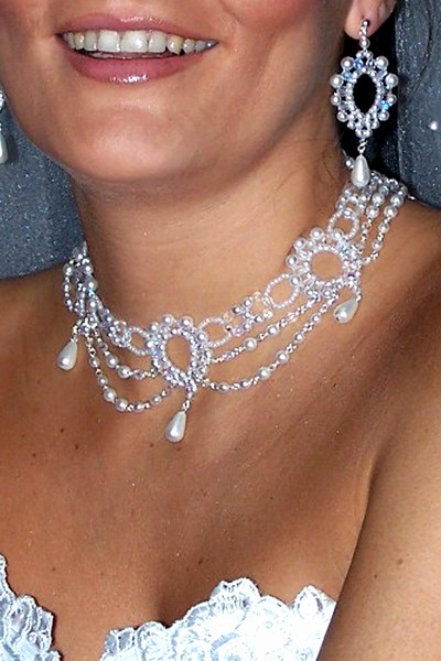 svatební bižuterie - bílý náhrdelník H610-4V