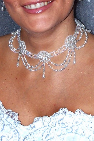 svatební bižuterie - bílý náhrdelník H610-3V