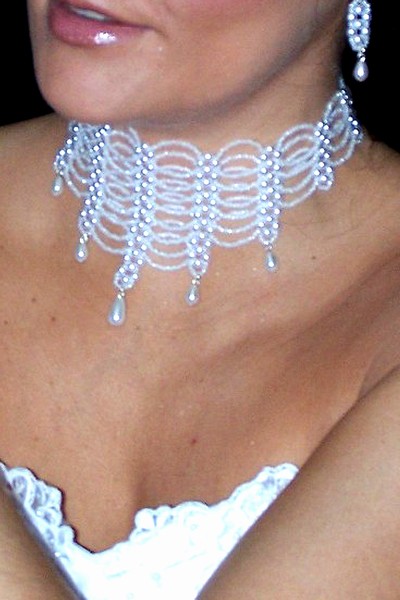 svatební bižuterie - bílý náhrdelník H-36610V