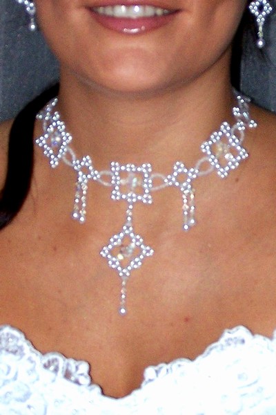 svatební bižuterie - bílý náhrdelník H-470V