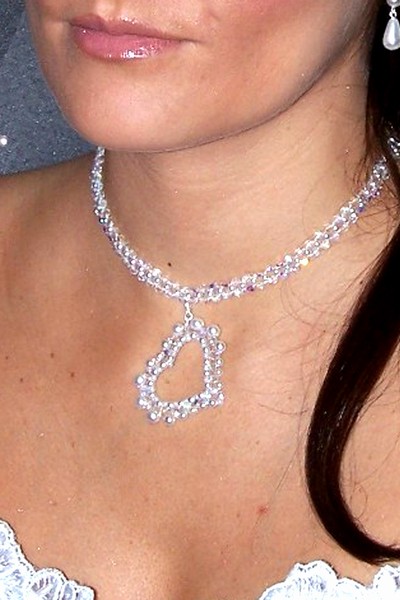 svatební bižuterie - bílý náhrdelník srdce H610-7V