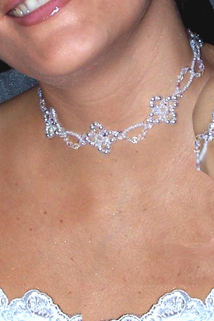 svatební bižuterie - bílý náhrdelník H610-31V