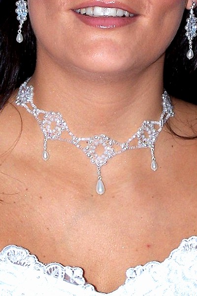 svatební bižuterie - bílý náhrdelník H610-41V
