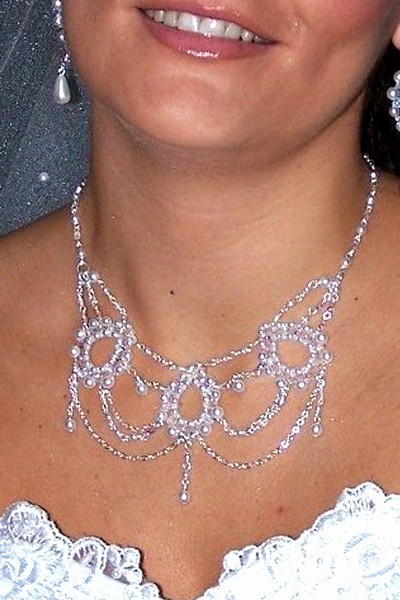 svatební bižuterie - bílý náhrdelník H610-34V