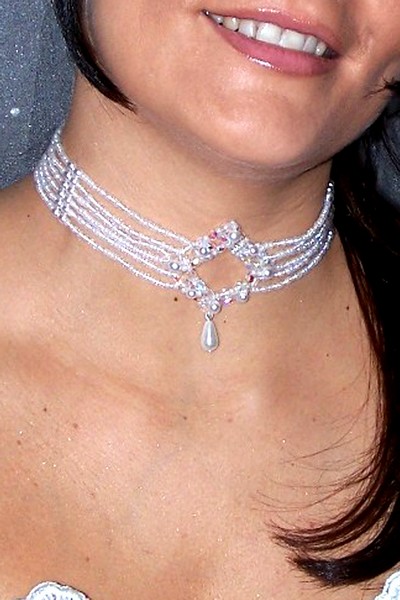 svatební bižuterie - bílý náhrdelník H-440V