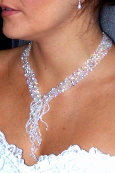 svatební bižuterie - bílý náhrdelník H410-6V