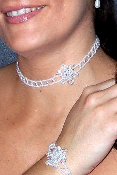 svatební bižuterie - bílý náhrdelník HR1-10V