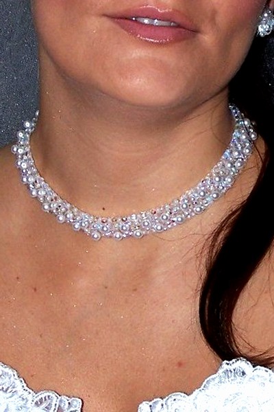 svatební bižuterie - bílý náhrdelník H-340V