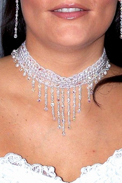 svatební bižuterie - bílý náhrdelník H610-10V