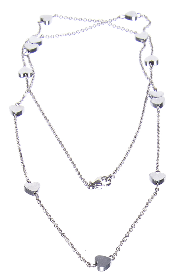 Jemný náhrdelník se srdíčky z  Hematitu H/MOC227
