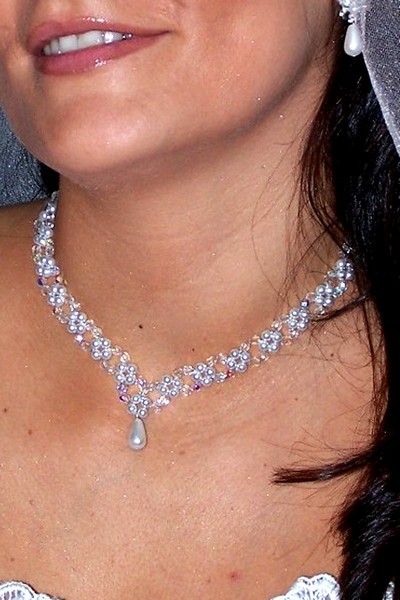 svatební bižuterie - bílý náhrdelník VCH-12