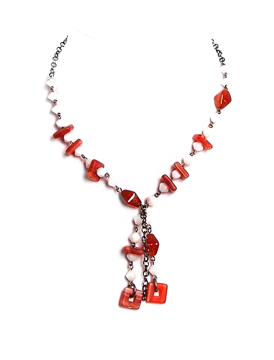 červený náhrdelník H89-49