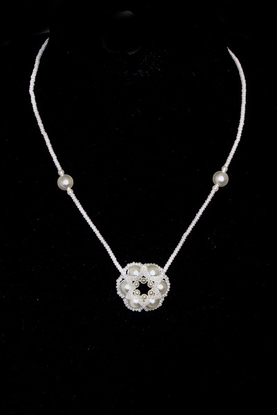 svatební bižuterie - bílý náhrdelník H810-63V