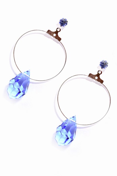krystalové modré naušnice kruhy
