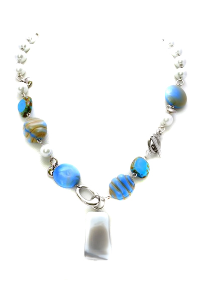 modrý náhrdelník H93-105