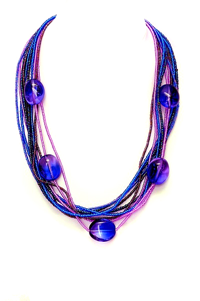 modro-fialový náhrdelník H835P-60