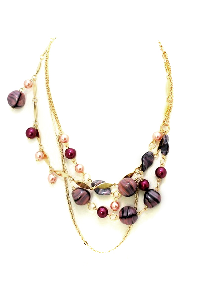 růžový náhrdelník H41-56