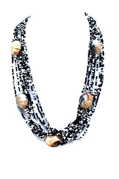 černo-krémový náhrdelník H8228x-60