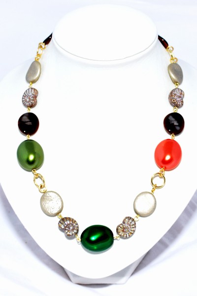 zeleno-oranžový náhrdelník