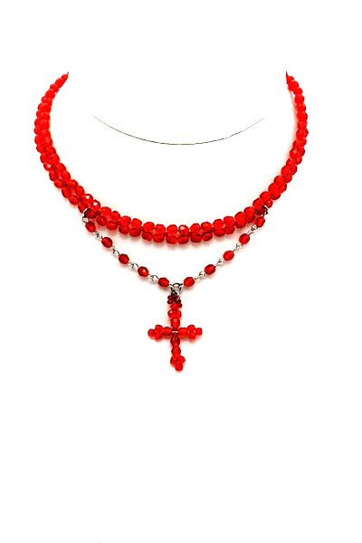 červený náhrdelník 2H69S-60