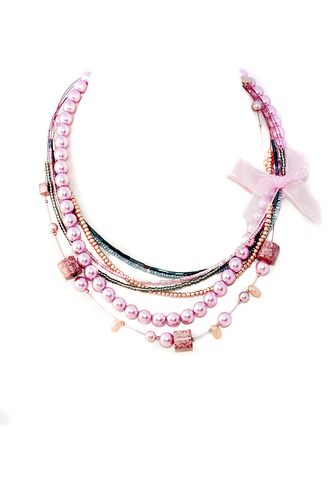 růžový náhrdelník H91-170