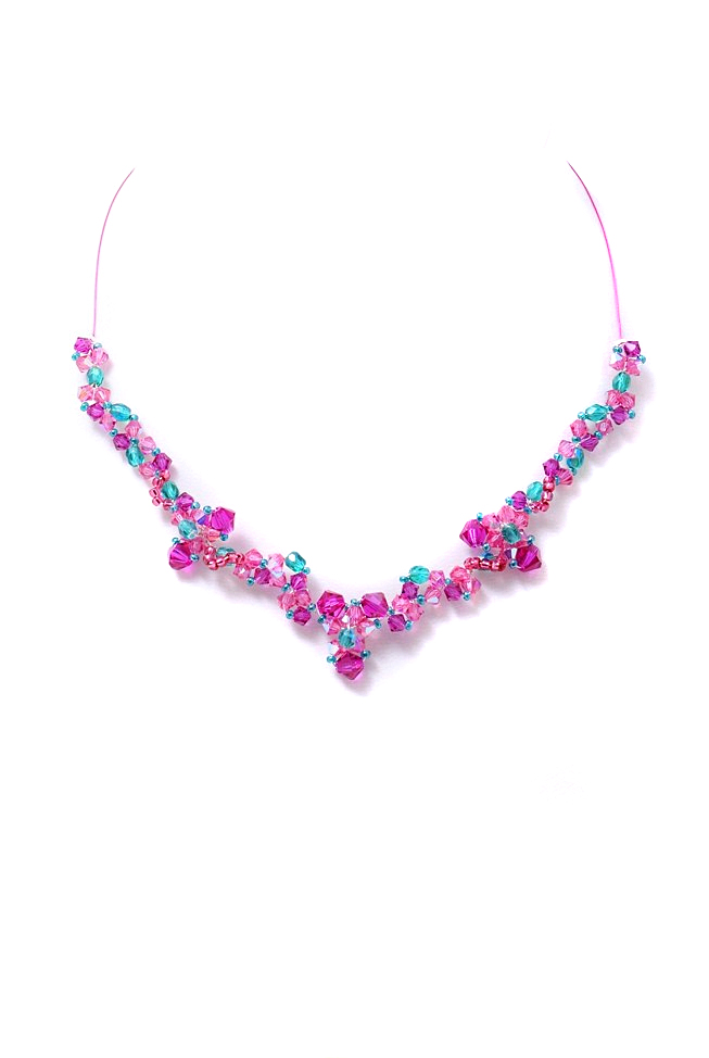 růžový náhrdelník H661-109