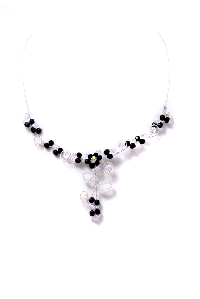 černo-bílý náhrdelník H68-104