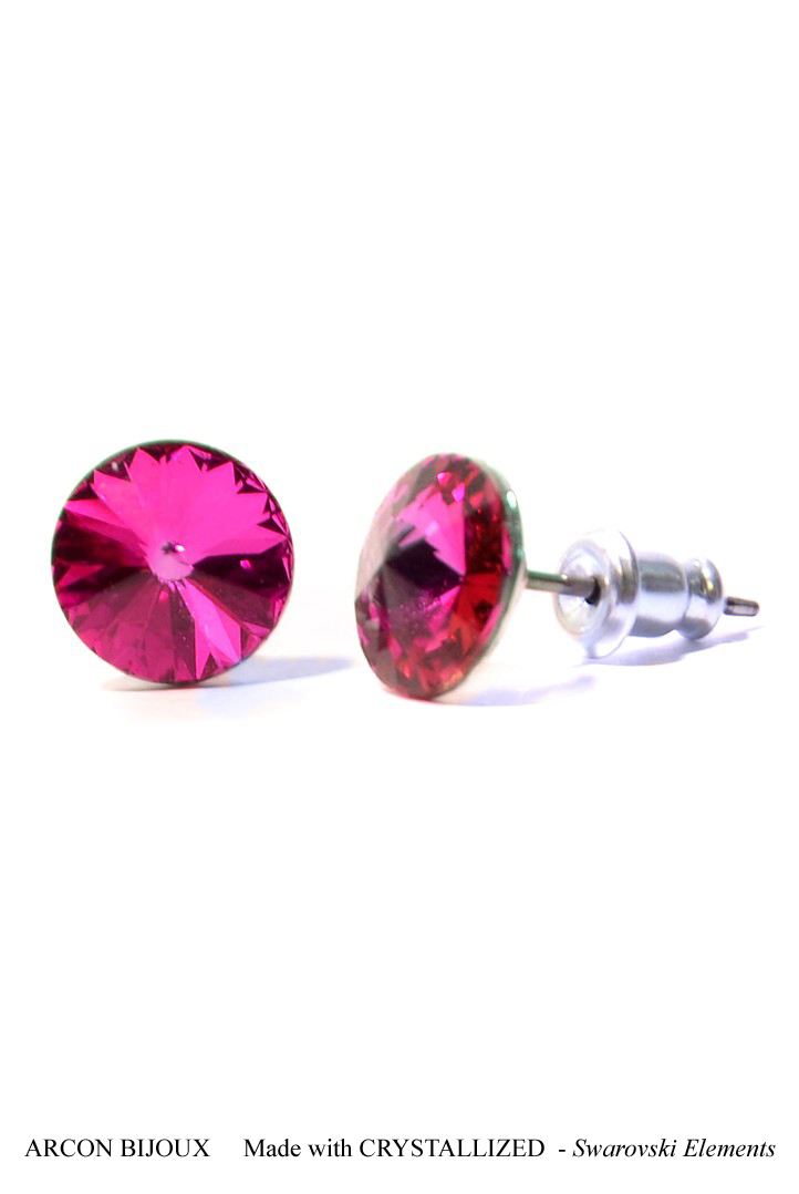 Swarovski růžové náušnice rivoli - fuchsia  SWRIU28-8DRRH