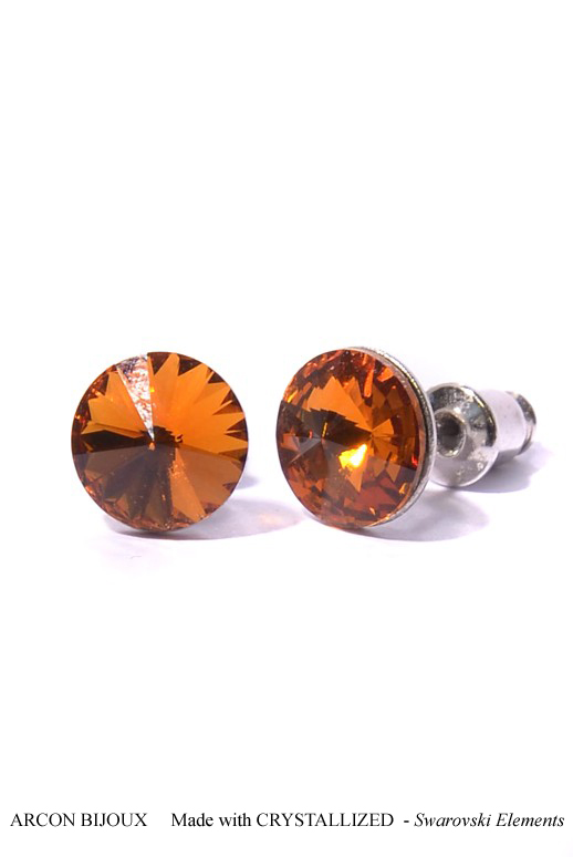 Swarovski hnědé náušnice rivoli - Topaz SWRIU2-8DRRH