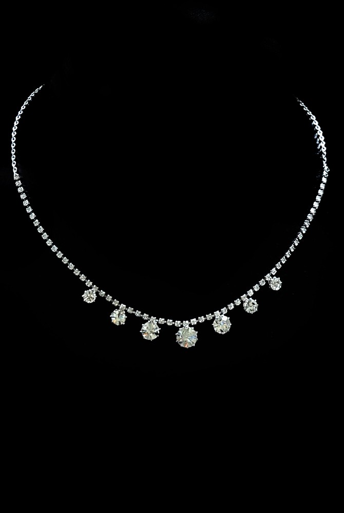 svatební bílý náhrdelník - štrasový 007141