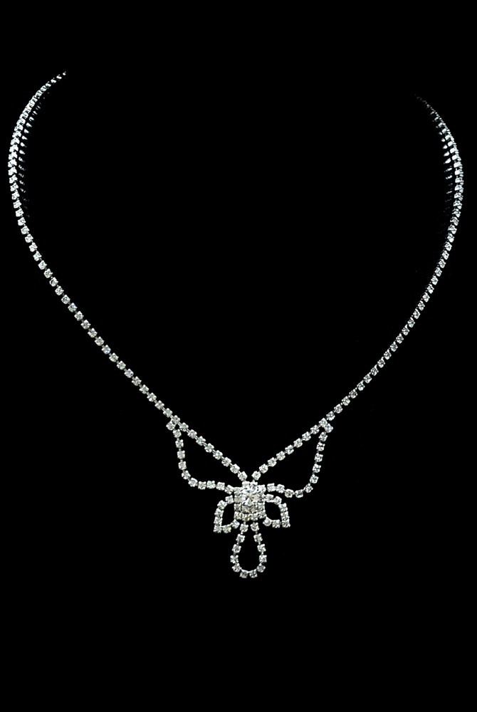 svatební bílý náhrdelník - štrasový 003119