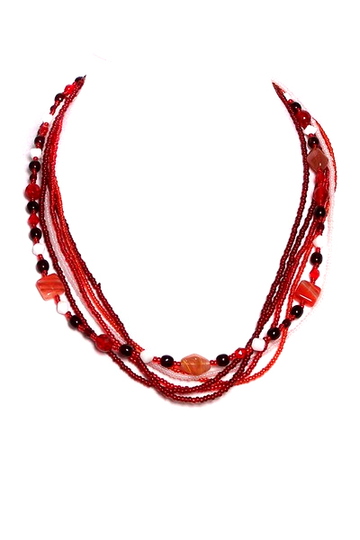 červený náhrdelník 2H89-70