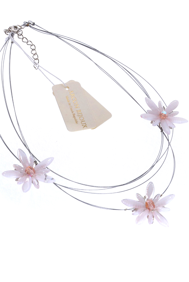 růžový náhrdelník s květy