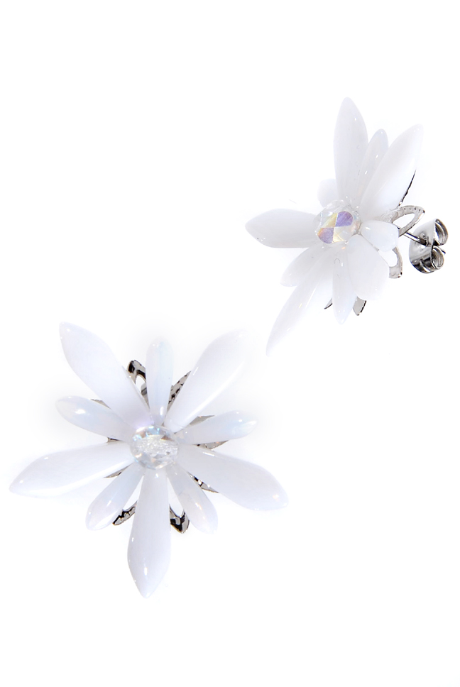 bílé náušnice květy  U922-193
